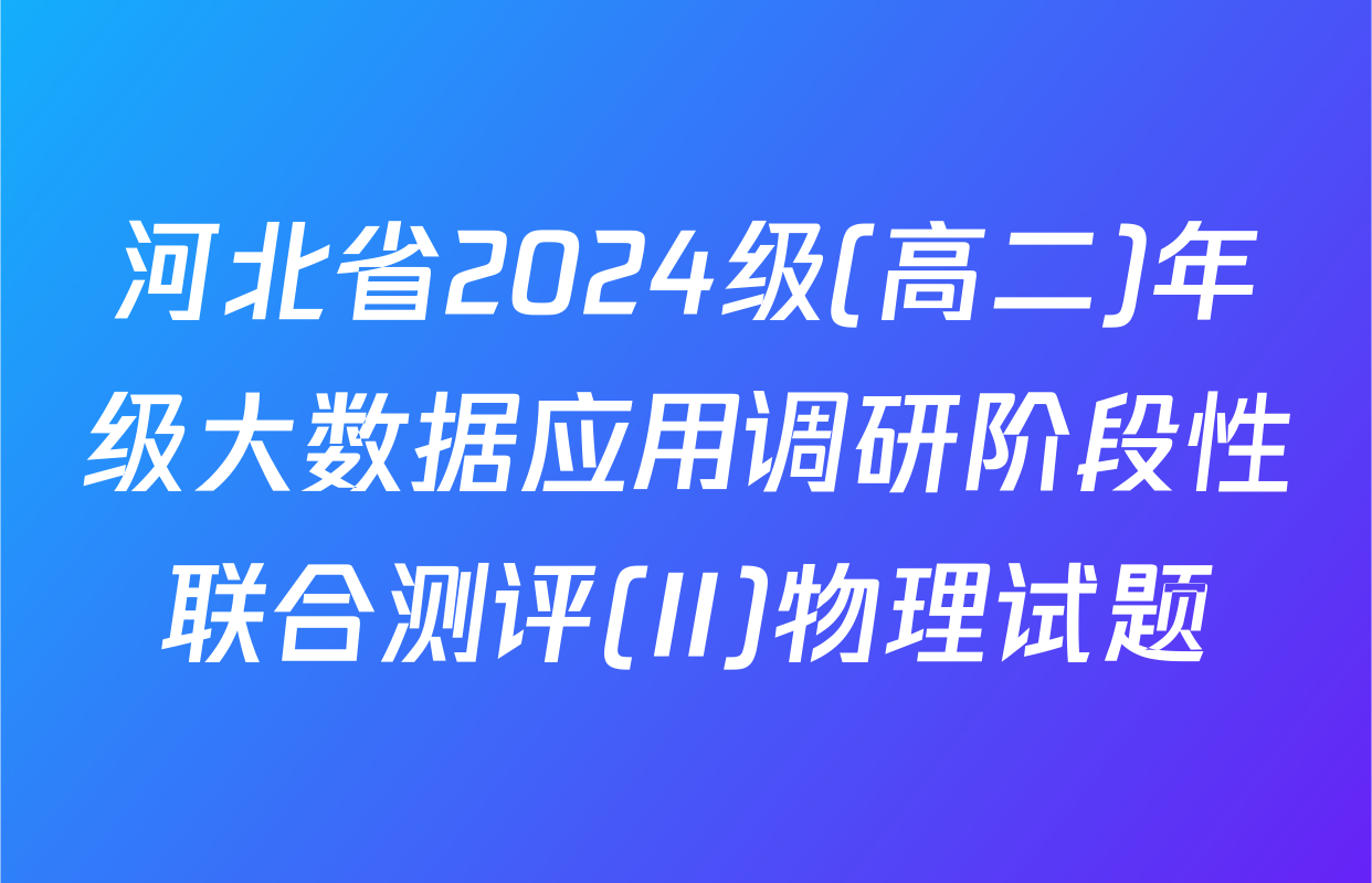 河北省2024级(高二)年级大数据应用调研阶段性联合测评(II)物理试题
