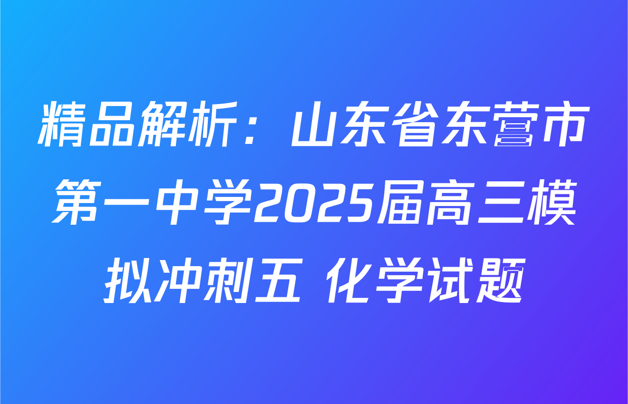 精品解析：山东省东营市第一中学2025届高三模拟冲刺五 化学试题