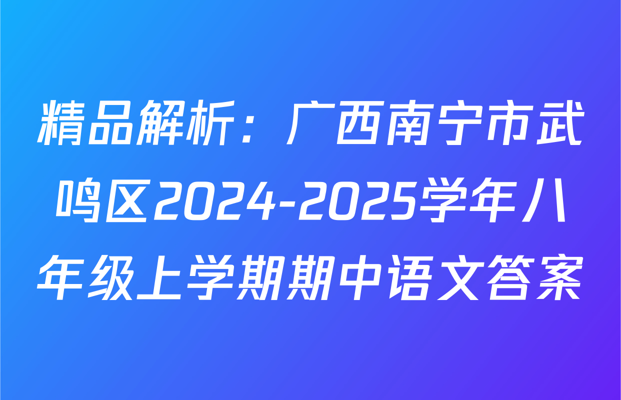 精品解析：广西南宁市武鸣区2024-2025学年八年级上学期期中语文答案