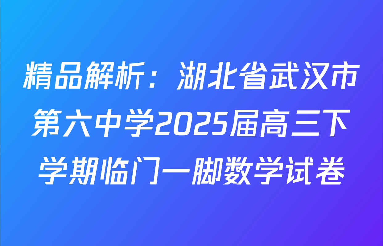 精品解析：湖北省武汉市第六中学2025届高三下学期临门一脚数学试卷