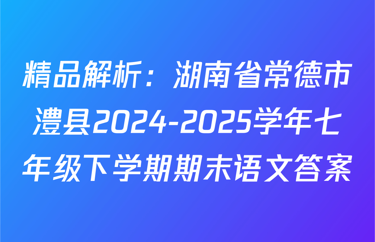 精品解析：湖南省常德市澧县2024-2025学年七年级下学期期末语文答案