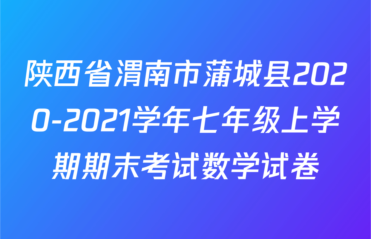 陕西省渭南市蒲城县2020-2021学年七年级上学期期末考试数学试卷