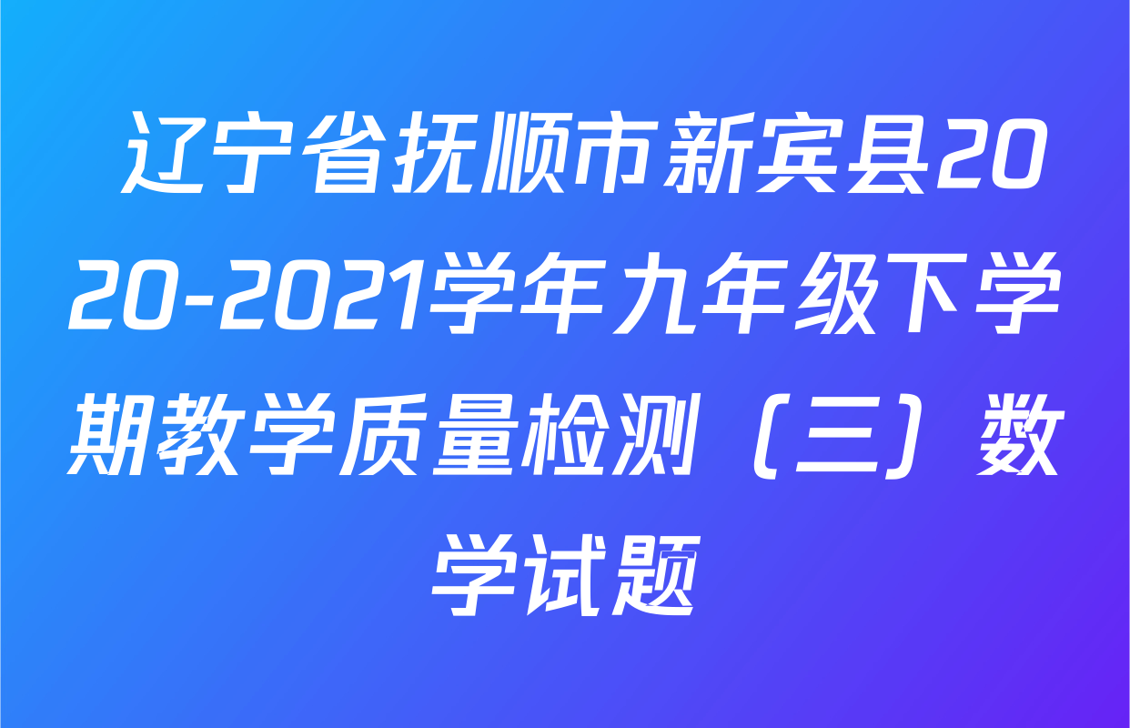  辽宁省抚顺市新宾县2020-2021学年九年级下学期教学质量检测（三）数学试题