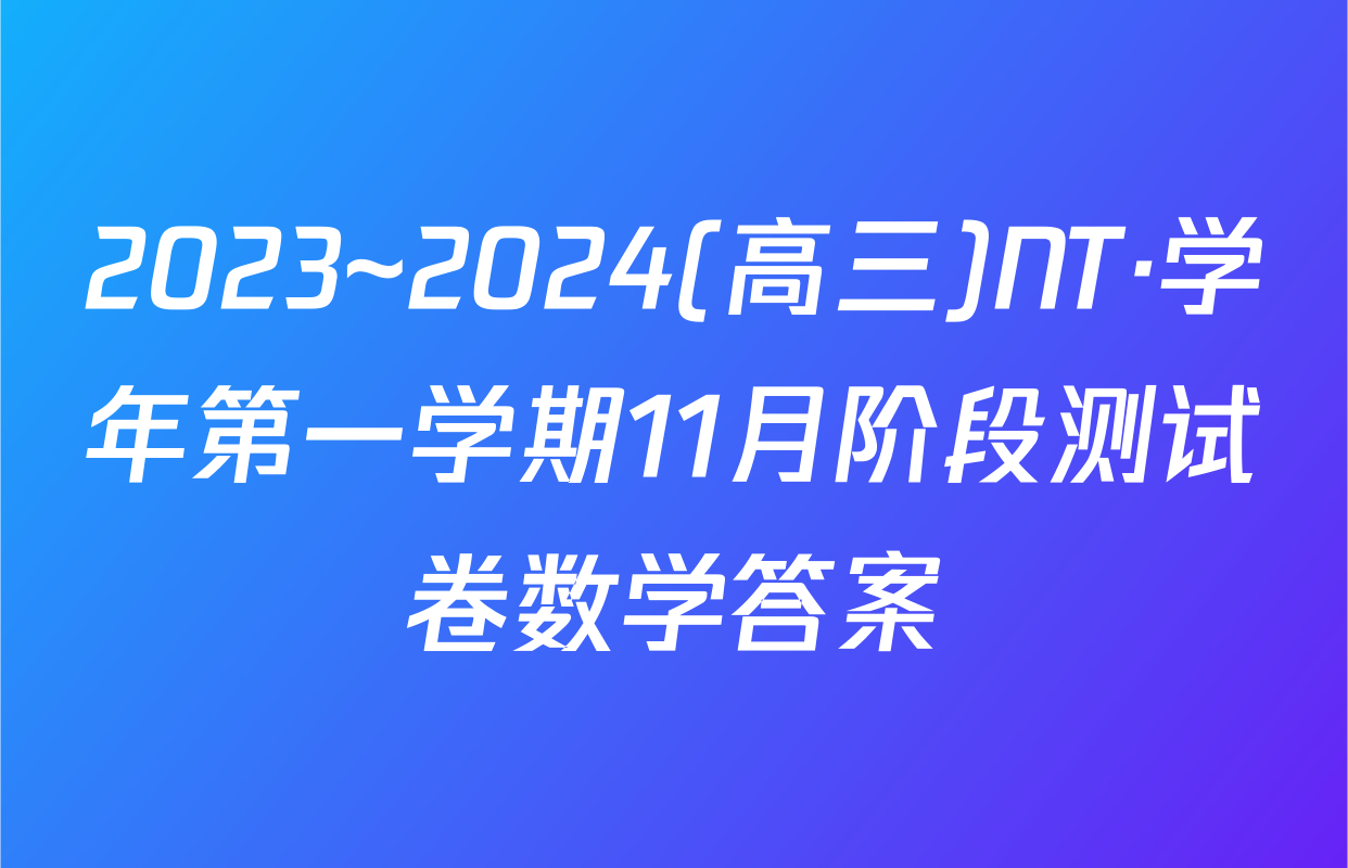 2023~2024(高三)NT·学年第一学期11月阶段测试卷数学答案