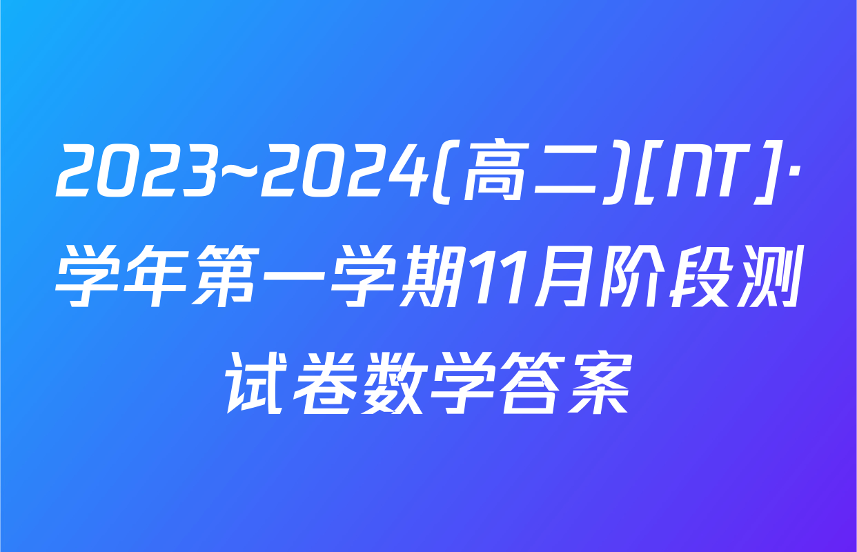 2023~2024(高二)[NT]·学年第一学期11月阶段测试卷数学答案