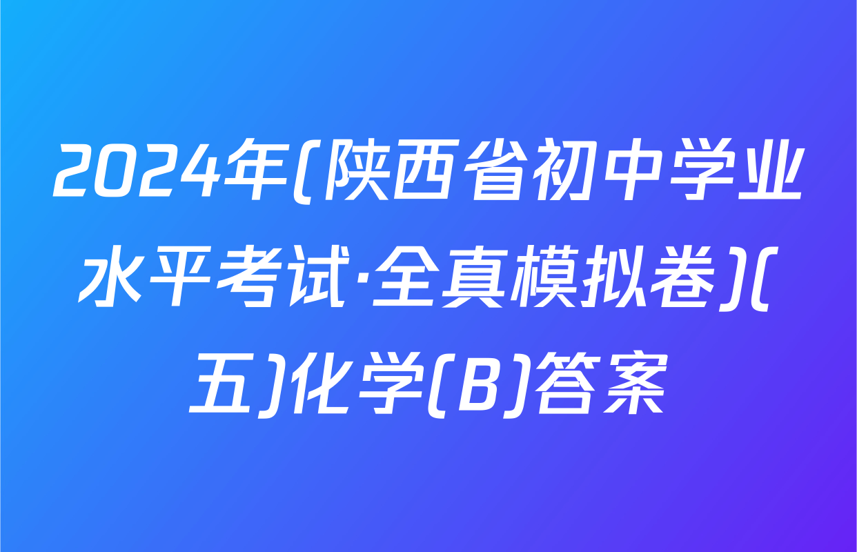 2024年(陕西省初中学业水平考试·全真模拟卷)(五)化学(B)答案