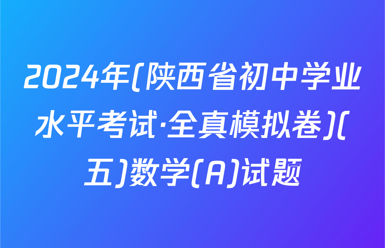 2024年(陕西省初中学业水平考试·全真模拟卷)(五)数学(A)试题