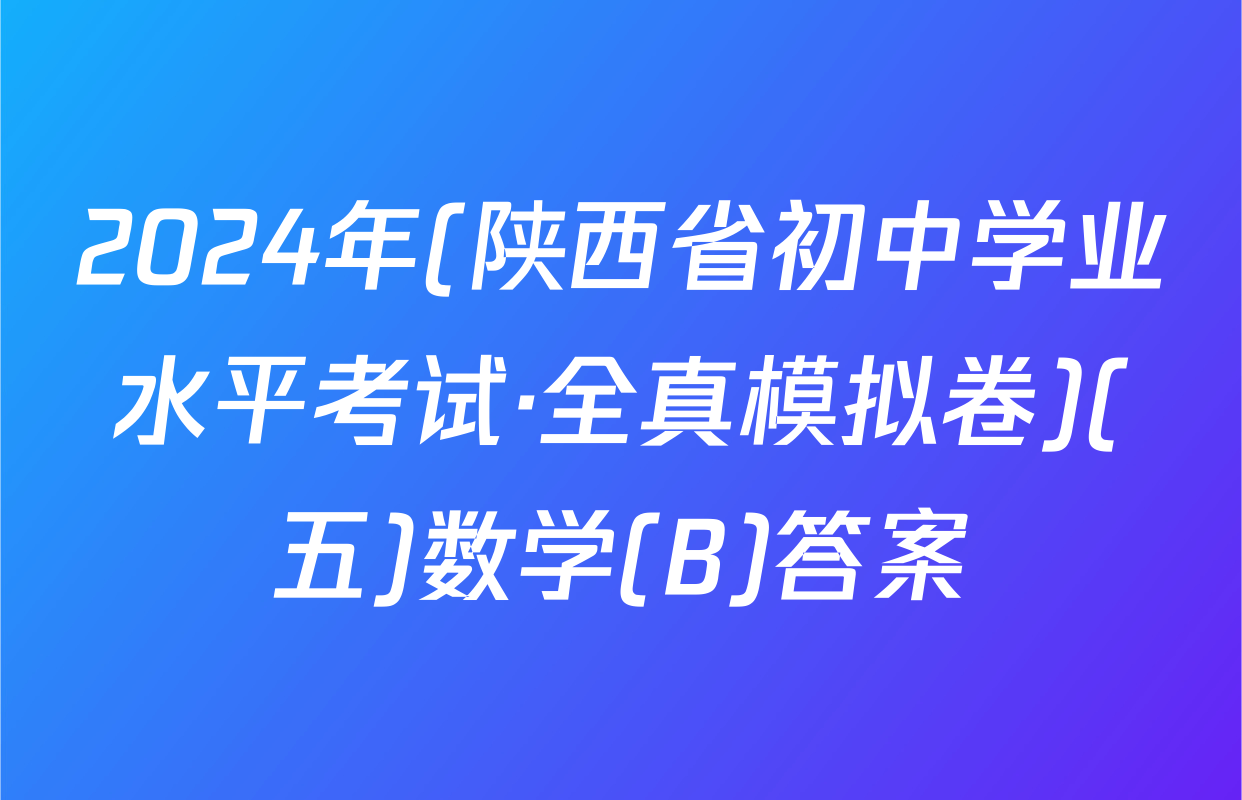 2024年(陕西省初中学业水平考试·全真模拟卷)(五)数学(B)答案