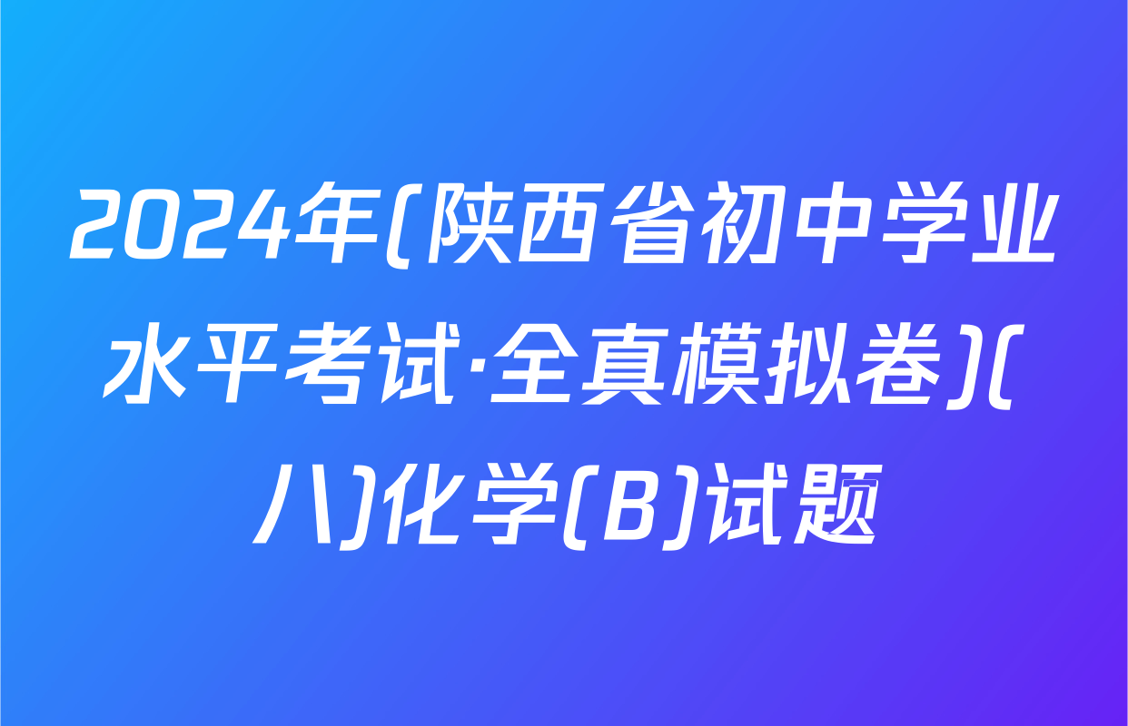 2024年(陕西省初中学业水平考试·全真模拟卷)(八)化学(B)试题