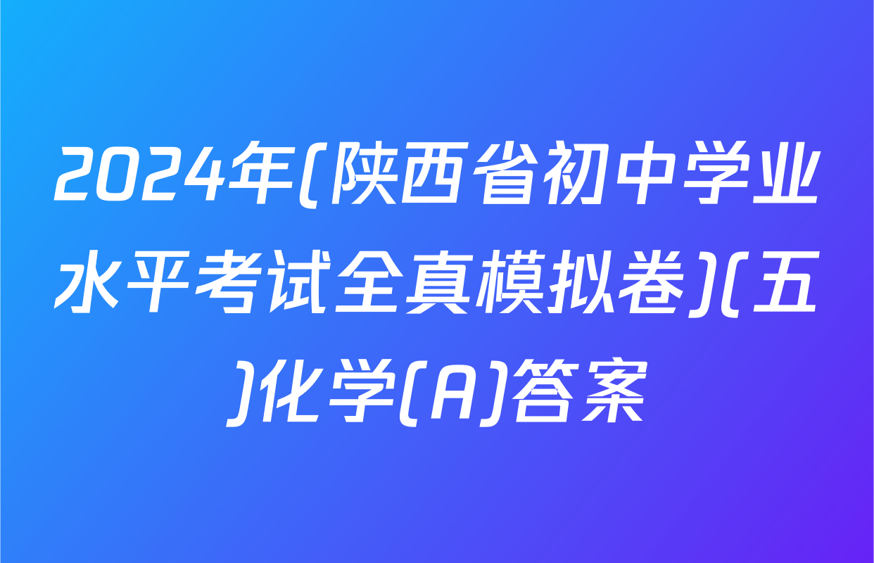 2024年(陕西省初中学业水平考试全真模拟卷)(五)化学(A)答案