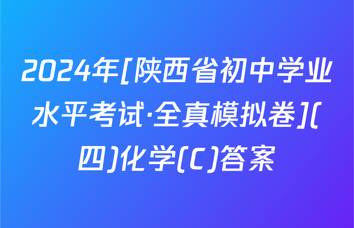 2024年[陕西省初中学业水平考试·全真模拟卷](四)化学(C)答案