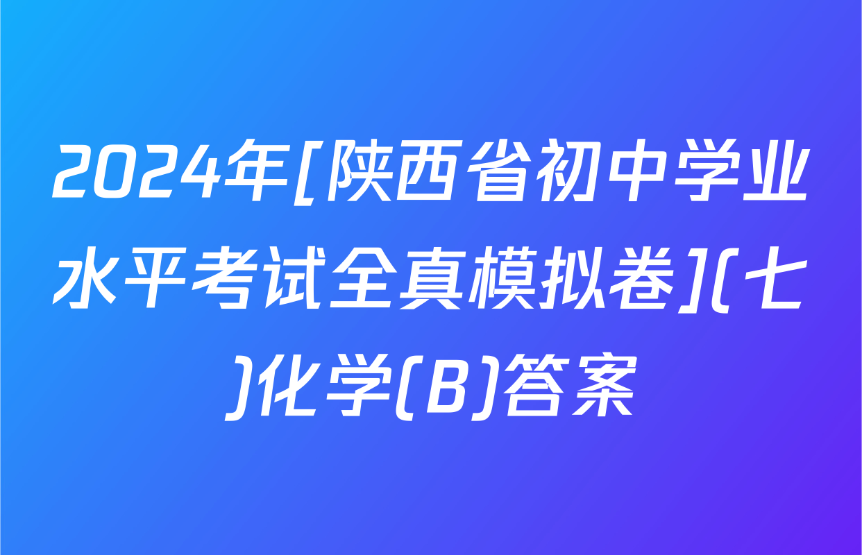 2024年[陕西省初中学业水平考试全真模拟卷](七)化学(B)答案