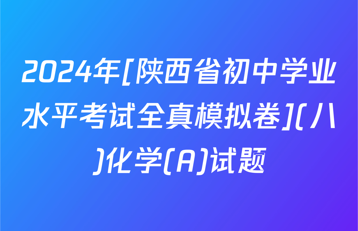 2024年[陕西省初中学业水平考试全真模拟卷](八)化学(A)试题