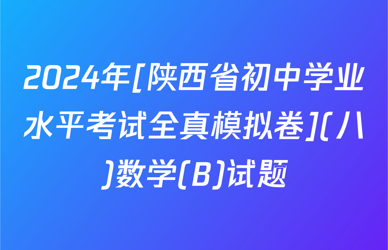 2024年[陕西省初中学业水平考试全真模拟卷](八)数学(B)试题