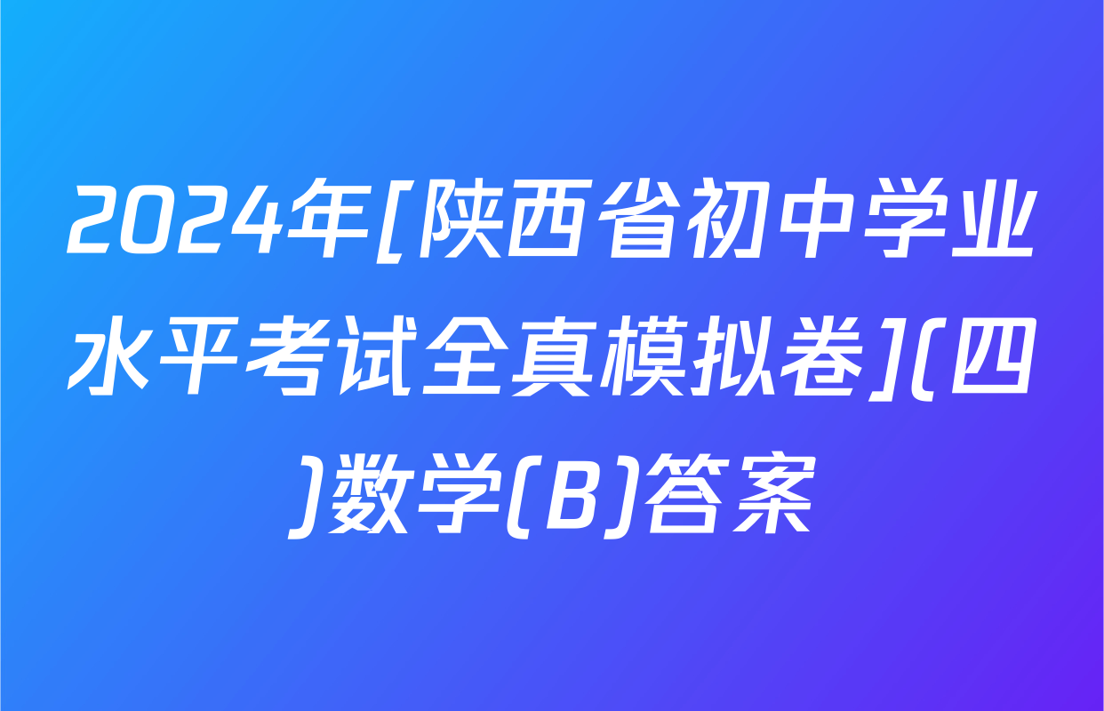 2024年[陕西省初中学业水平考试全真模拟卷](四)数学(B)答案
