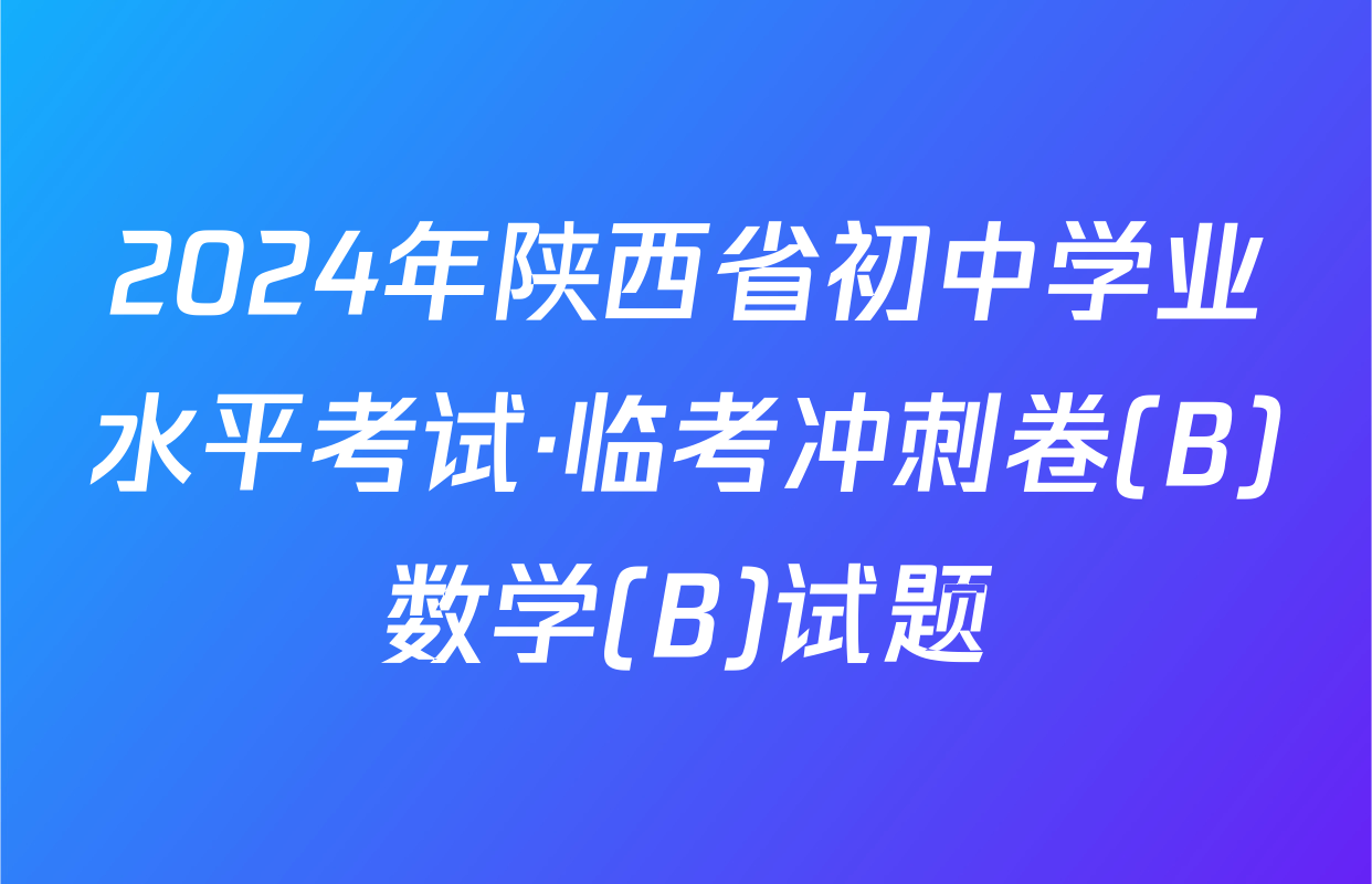 2024年陕西省初中学业水平考试·临考冲刺卷(B)数学(B)试题