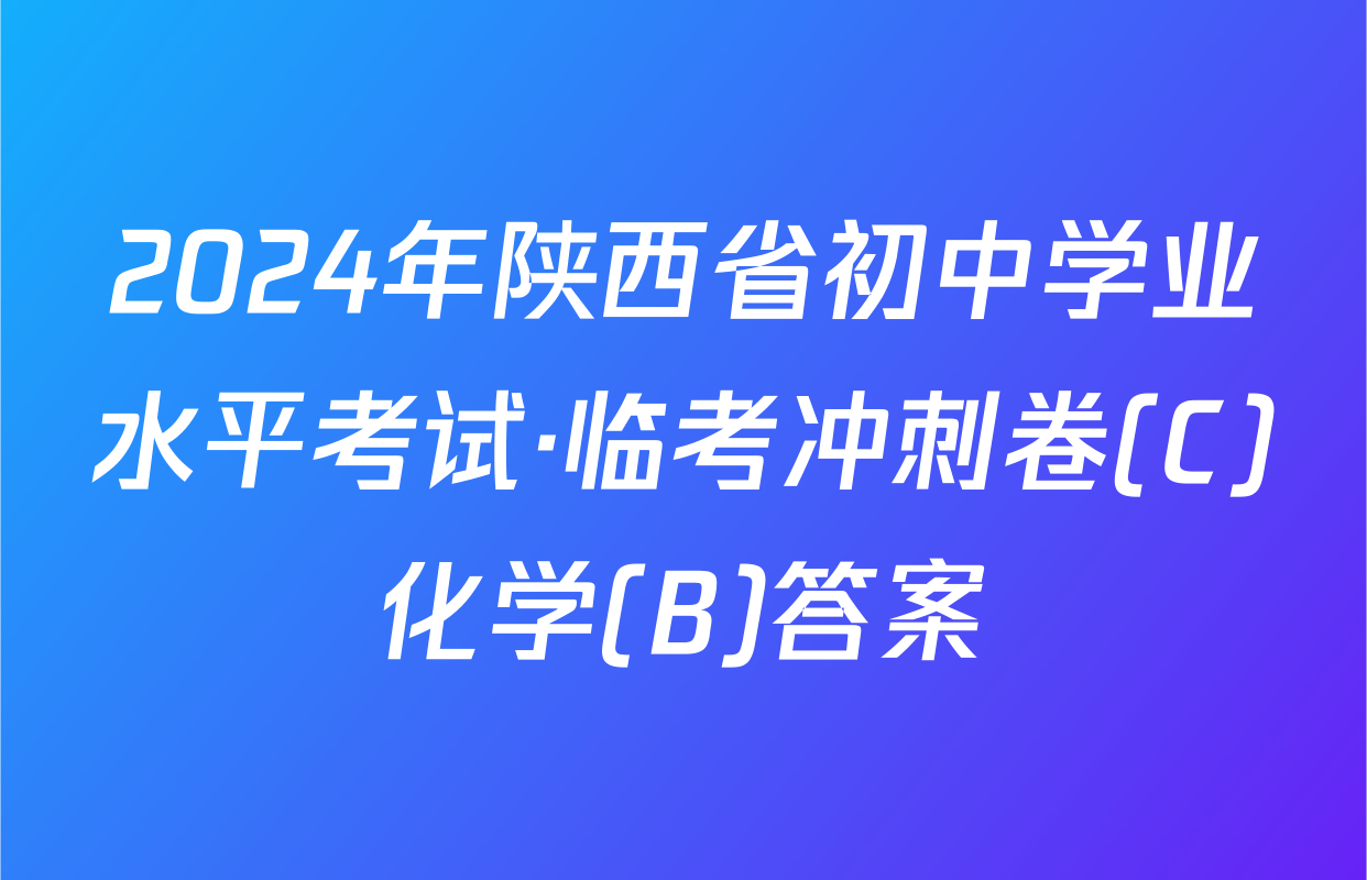 2024年陕西省初中学业水平考试·临考冲刺卷(C)化学(B)答案
