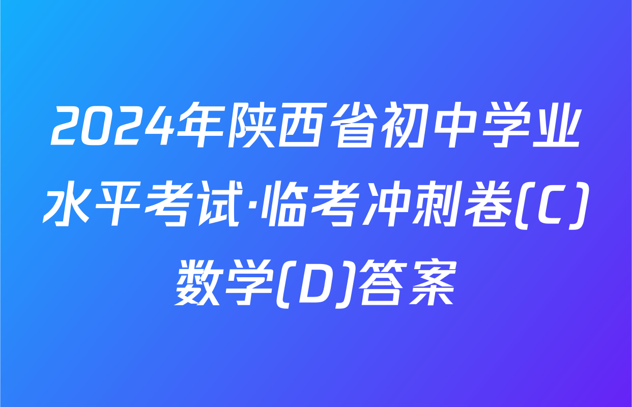 2024年陕西省初中学业水平考试·临考冲刺卷(C)数学(D)答案