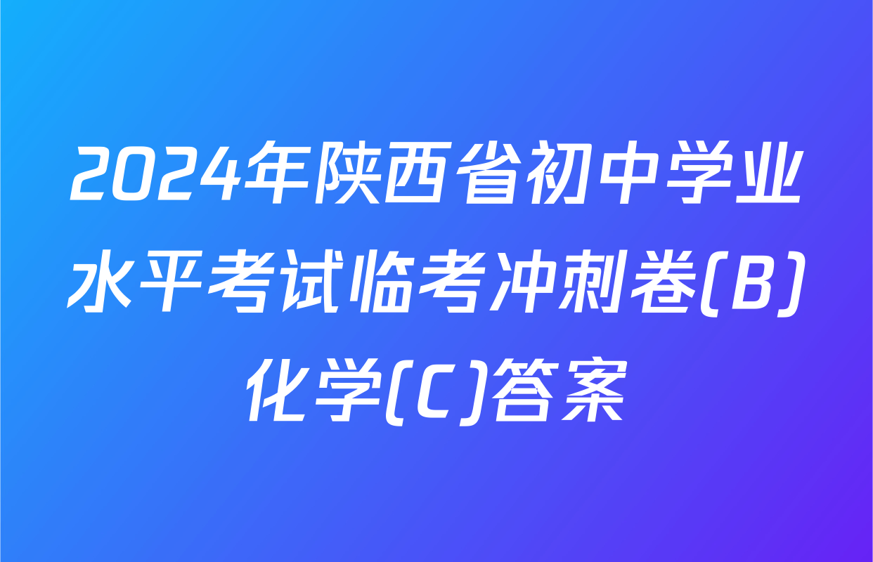 2024年陕西省初中学业水平考试临考冲刺卷(B)化学(C)答案