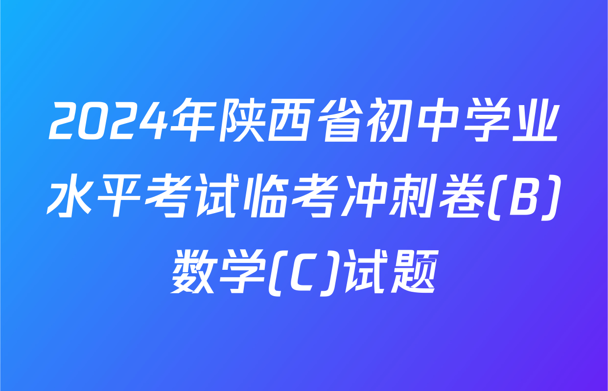 2024年陕西省初中学业水平考试临考冲刺卷(B)数学(C)试题