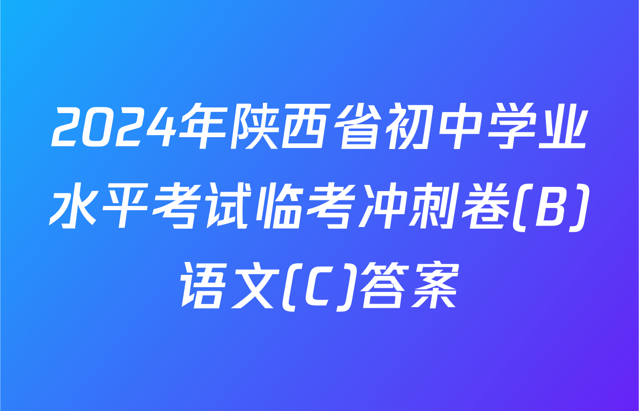2024年陕西省初中学业水平考试临考冲刺卷(B)语文(C)答案