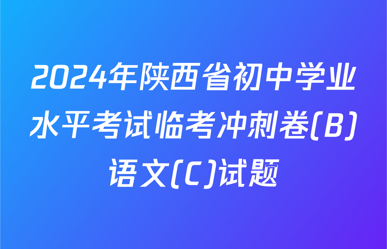 2024年陕西省初中学业水平考试临考冲刺卷(B)语文(C)试题