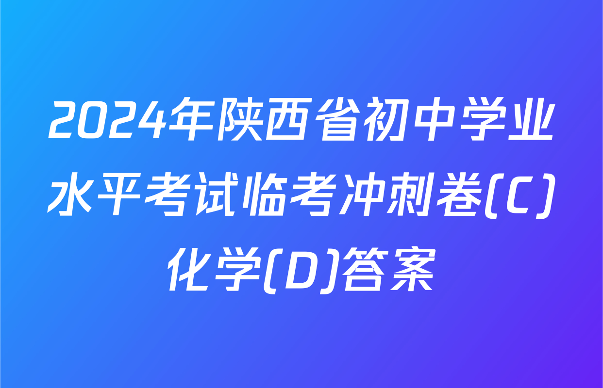 2024年陕西省初中学业水平考试临考冲刺卷(C)化学(D)答案