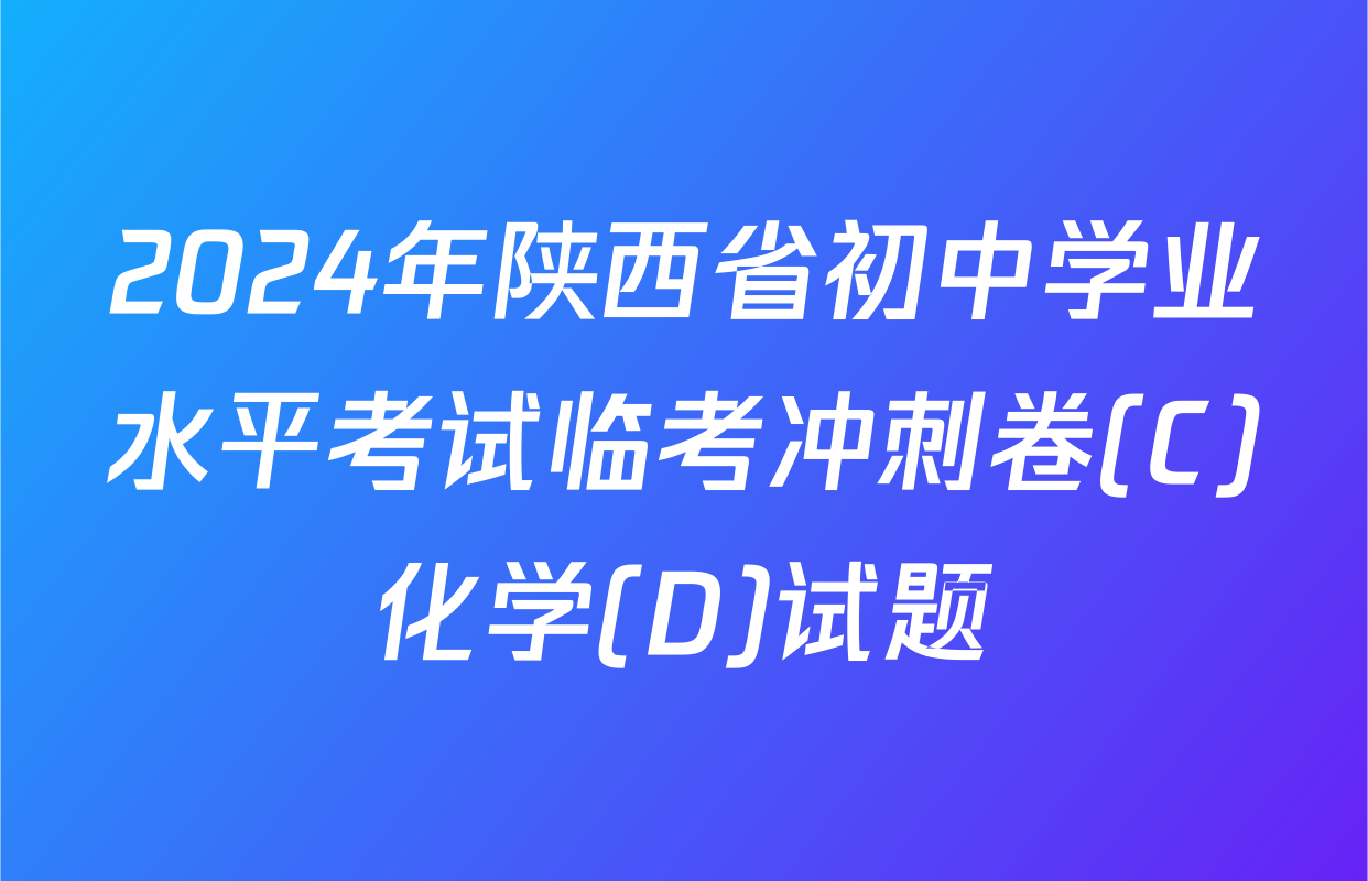 2024年陕西省初中学业水平考试临考冲刺卷(C)化学(D)试题