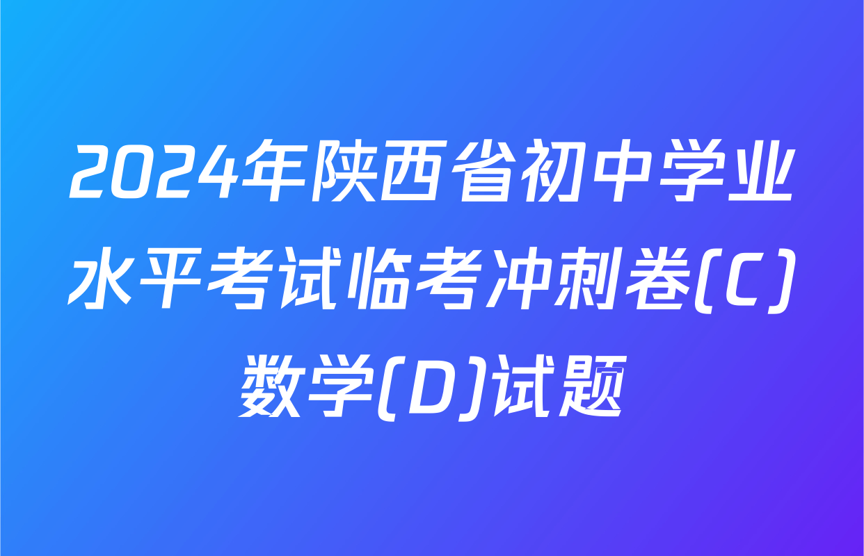 2024年陕西省初中学业水平考试临考冲刺卷(C)数学(D)试题