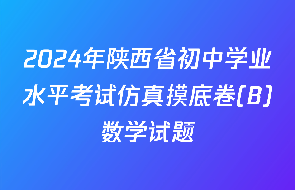 2024年陕西省初中学业水平考试仿真摸底卷(B)数学试题