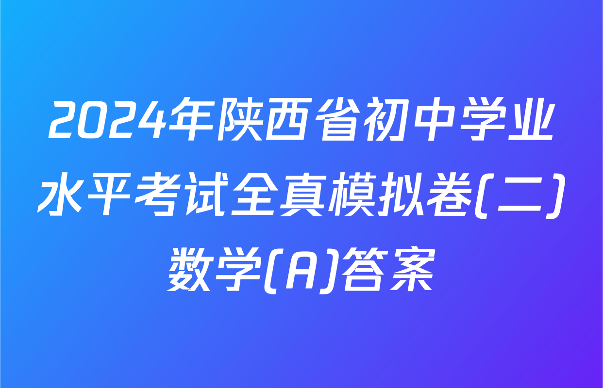 2024年陕西省初中学业水平考试全真模拟卷(二)数学(A)答案