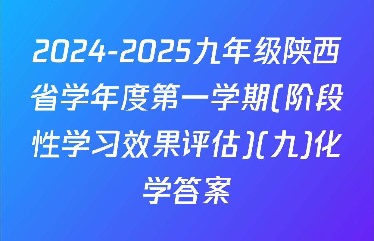 2024-2025九年级陕西省学年度第一学期(阶段性学习效果评估)(九)化学答案