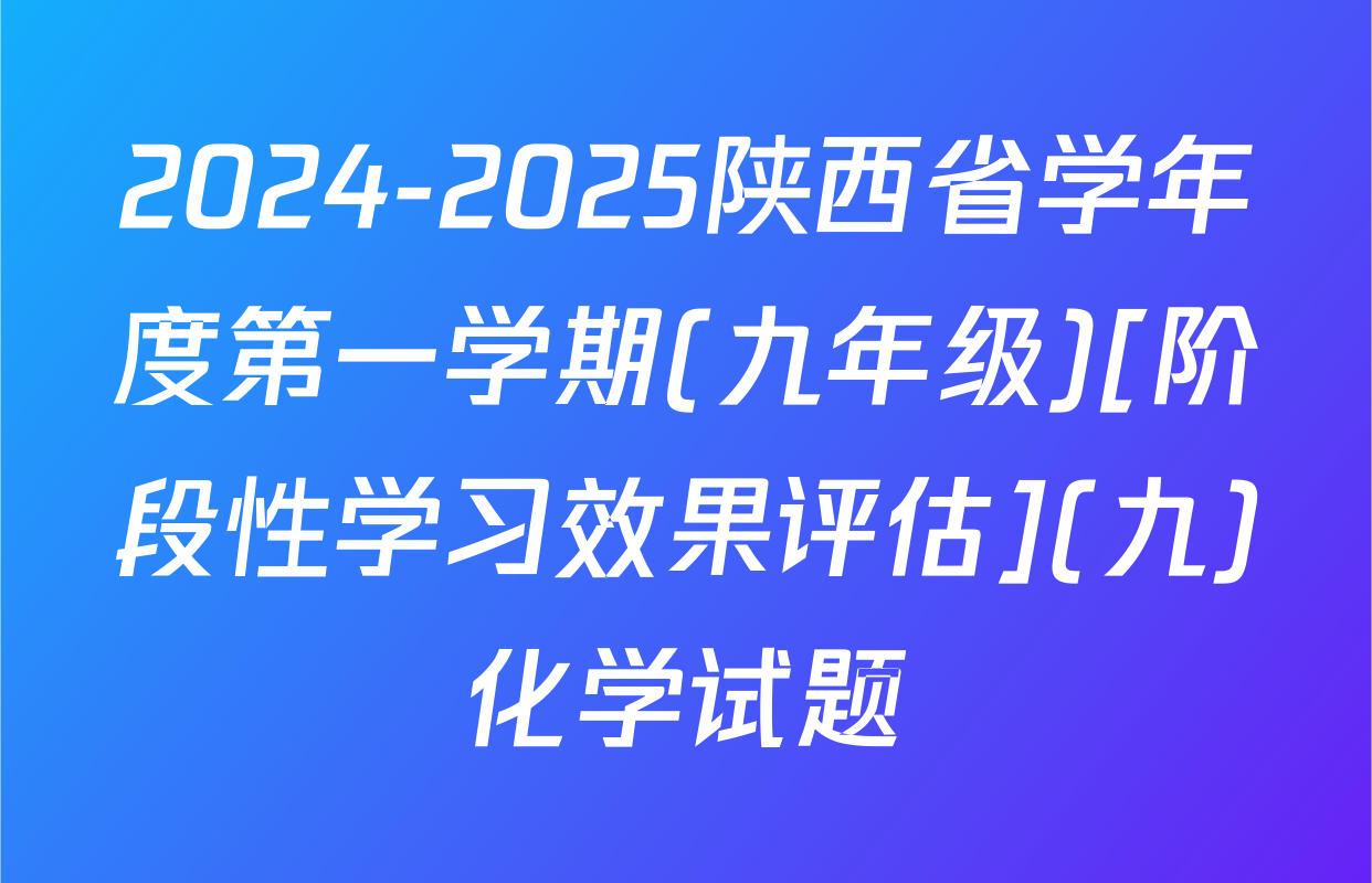 2024-2025陕西省学年度第一学期(九年级)[阶段性学习效果评估](九)化学试题