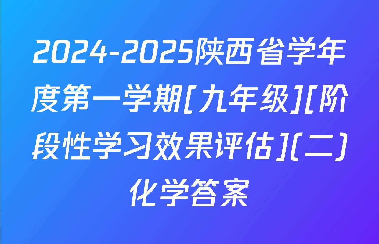 2024-2025陕西省学年度第一学期[九年级][阶段性学习效果评估](二)化学答案