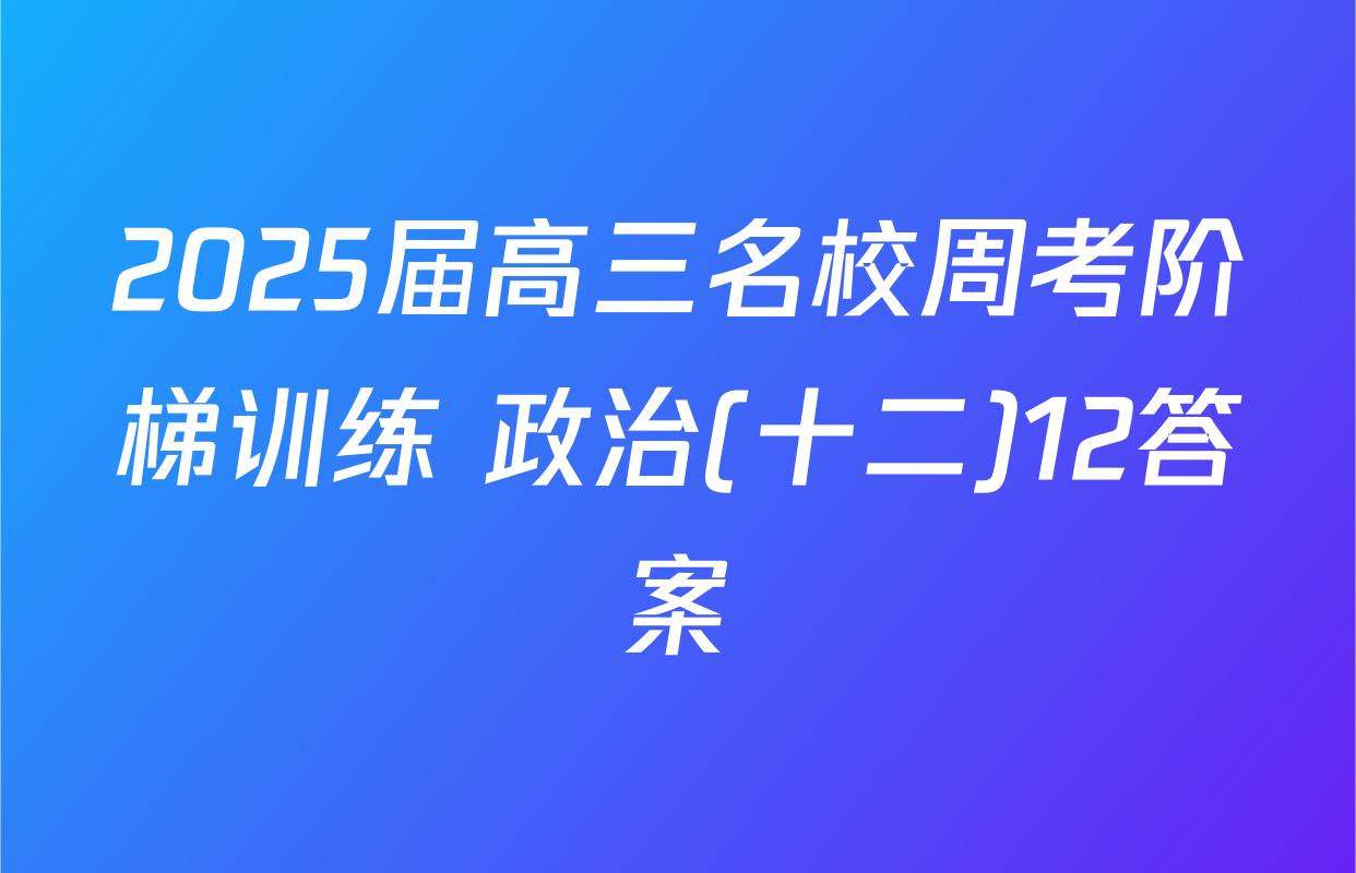 2025届高三名校周考阶梯训练 政治(十二)12答案