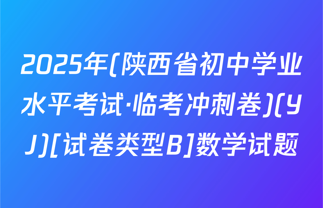 2025年(陕西省初中学业水平考试·临考冲刺卷)(YJ)[试卷类型B]数学试题