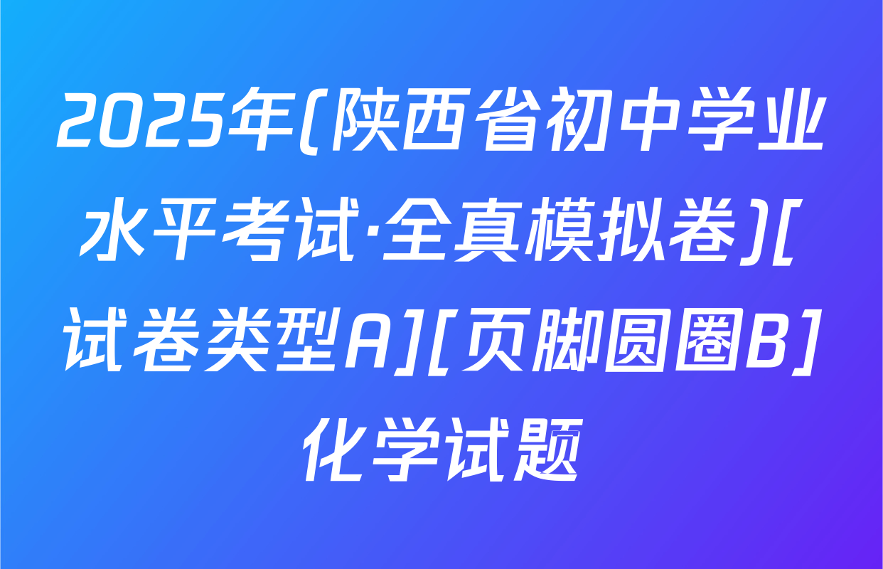 2025年(陕西省初中学业水平考试·全真模拟卷)[试卷类型A][页脚圆圈B]化学试题