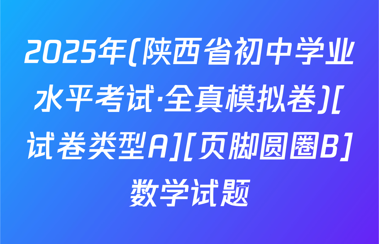 2025年(陕西省初中学业水平考试·全真模拟卷)[试卷类型A][页脚圆圈B]数学试题
