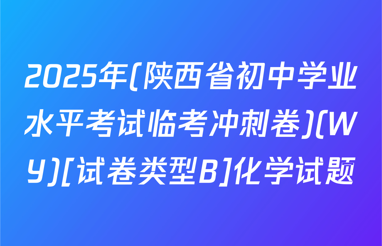 2025年(陕西省初中学业水平考试临考冲刺卷)(WY)[试卷类型B]化学试题