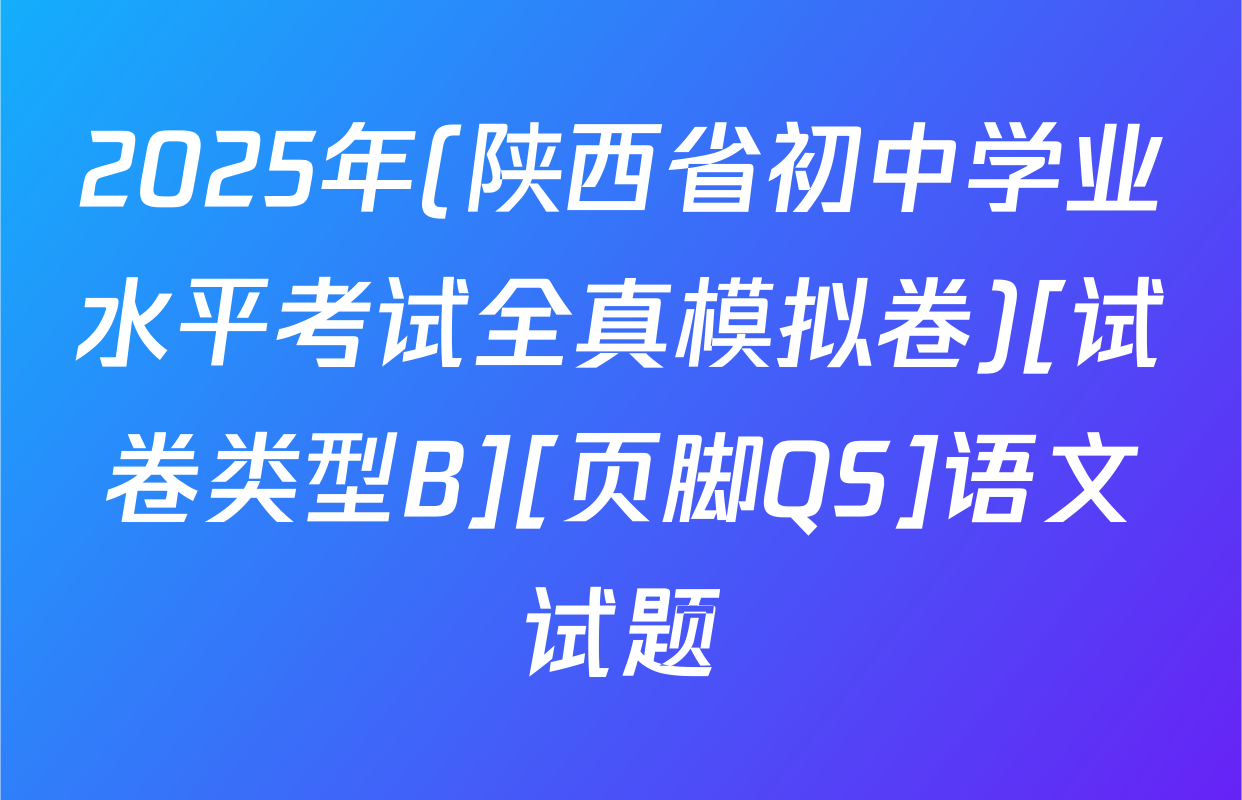 2025年(陕西省初中学业水平考试全真模拟卷)[试卷类型B][页脚QS]语文试题