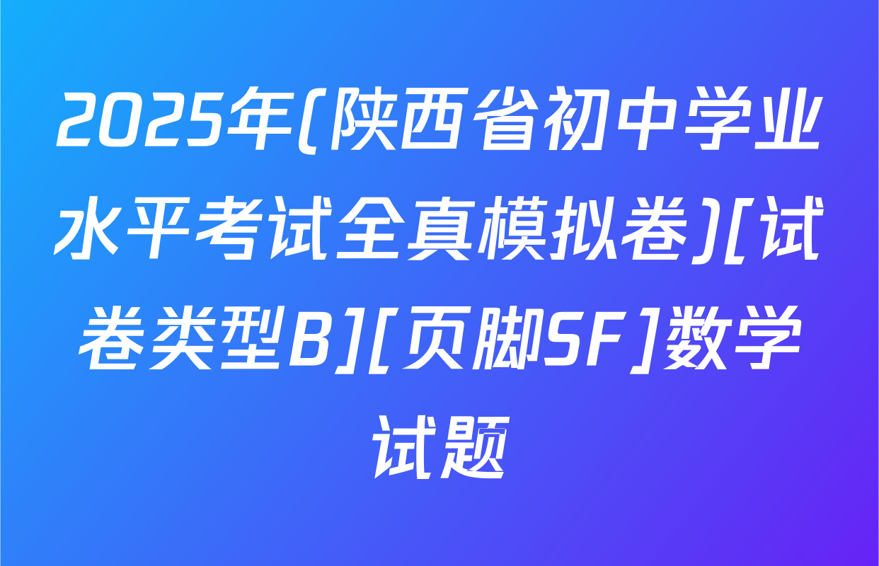 2025年(陕西省初中学业水平考试全真模拟卷)[试卷类型B][页脚SF]数学试题