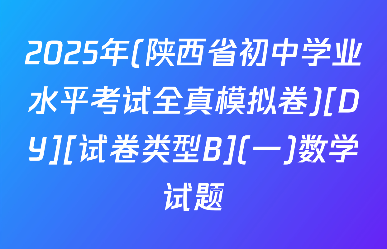 2025年(陕西省初中学业水平考试全真模拟卷)[DY][试卷类型B](一)数学试题