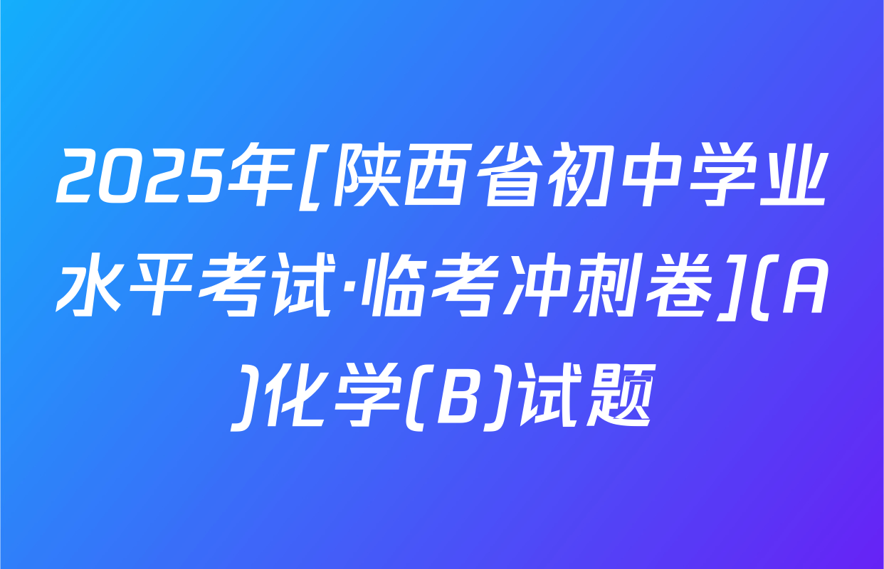 2025年[陕西省初中学业水平考试·临考冲刺卷](A)化学(B)试题