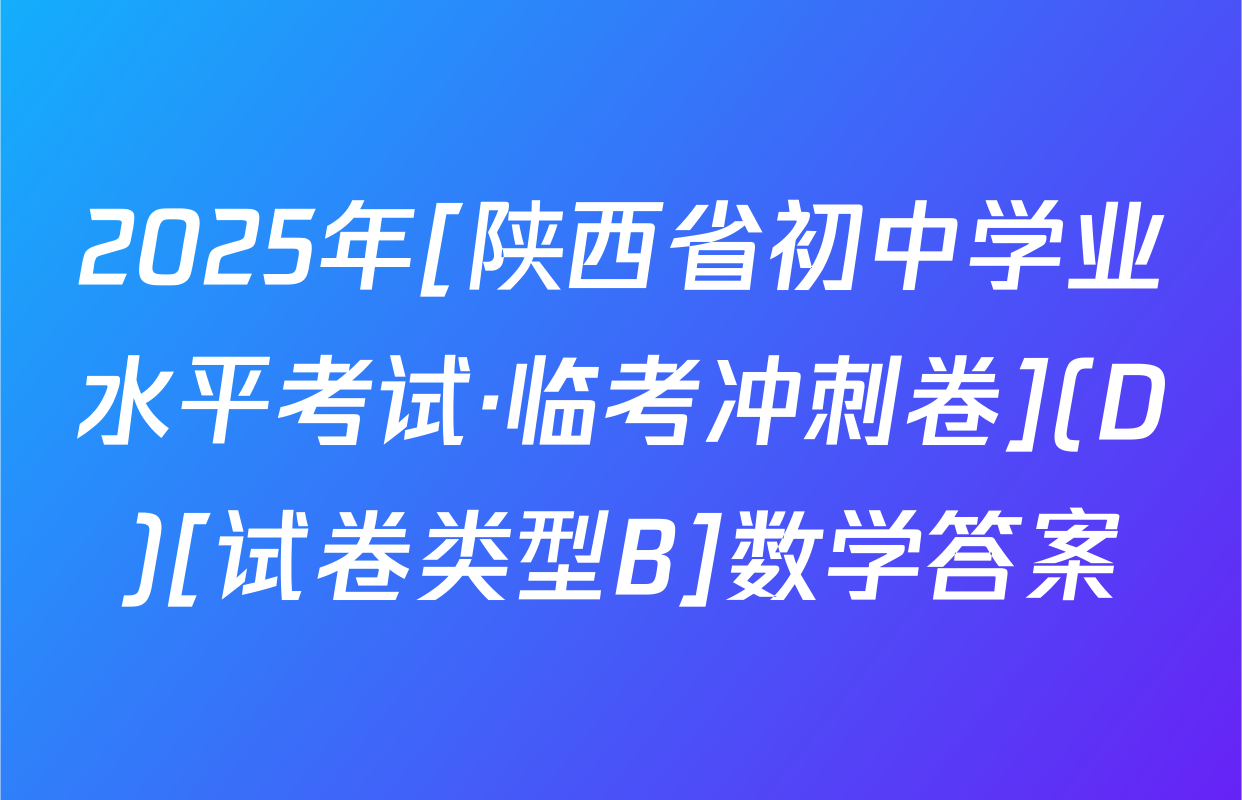 2025年[陕西省初中学业水平考试·临考冲刺卷](D)[试卷类型B]数学答案