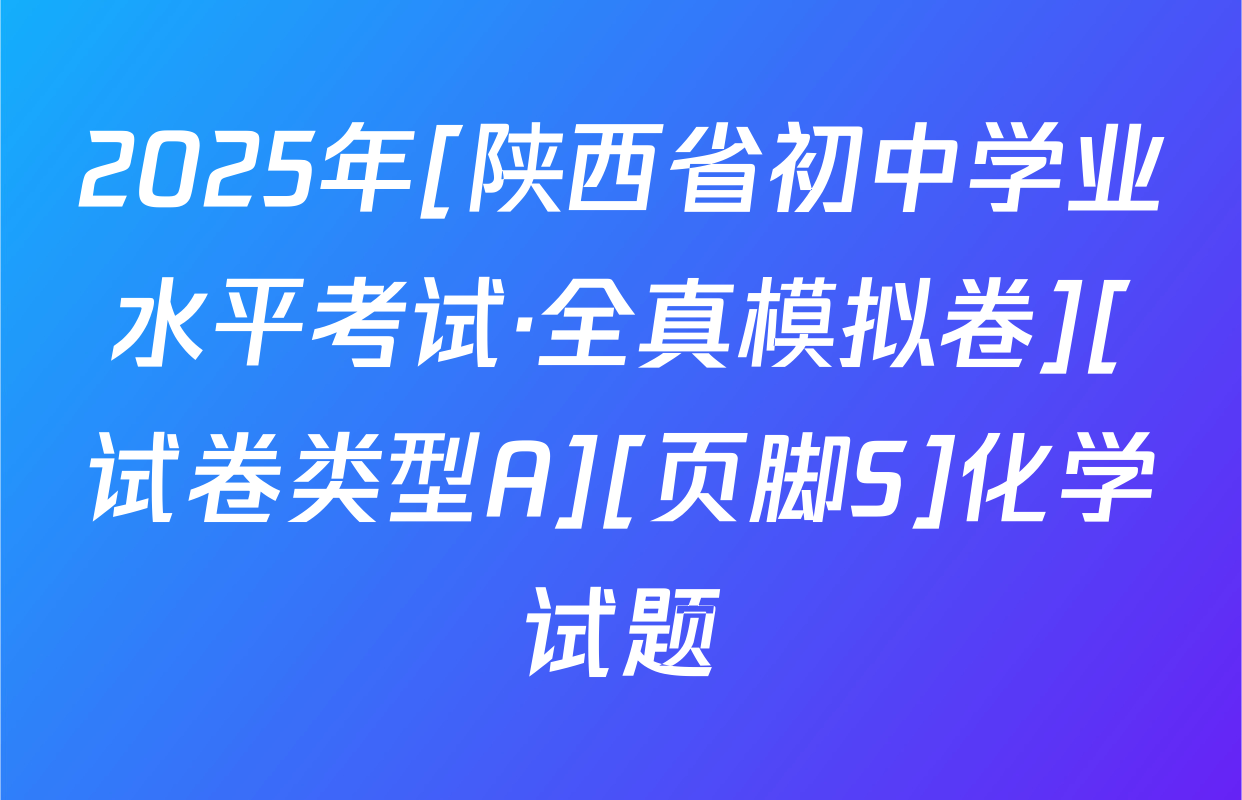 2025年[陕西省初中学业水平考试·全真模拟卷][试卷类型A][页脚S]化学试题