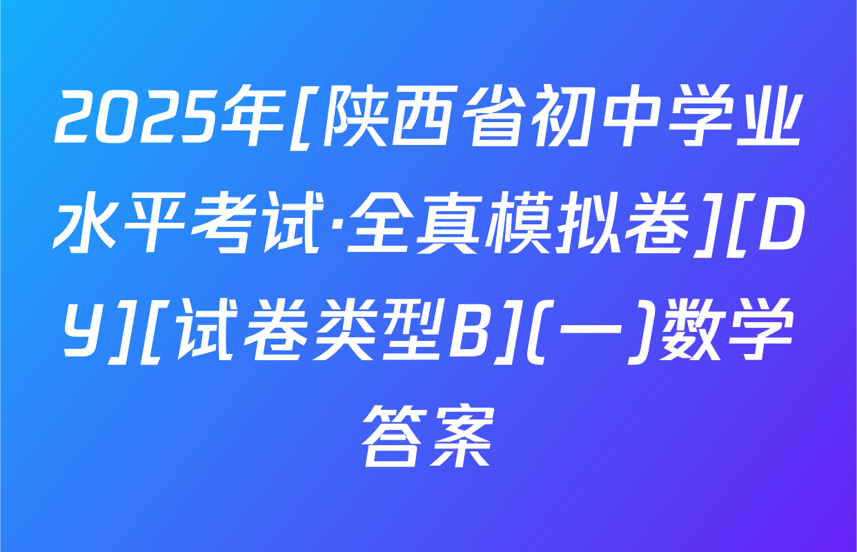 2025年[陕西省初中学业水平考试·全真模拟卷][DY][试卷类型B](一)数学答案