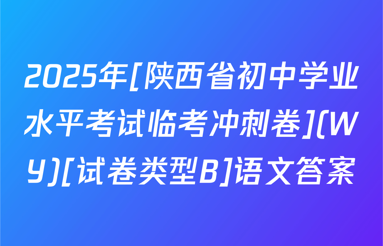 2025年[陕西省初中学业水平考试临考冲刺卷](WY)[试卷类型B]语文答案