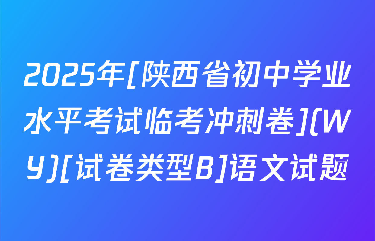 2025年[陕西省初中学业水平考试临考冲刺卷](WY)[试卷类型B]语文试题
