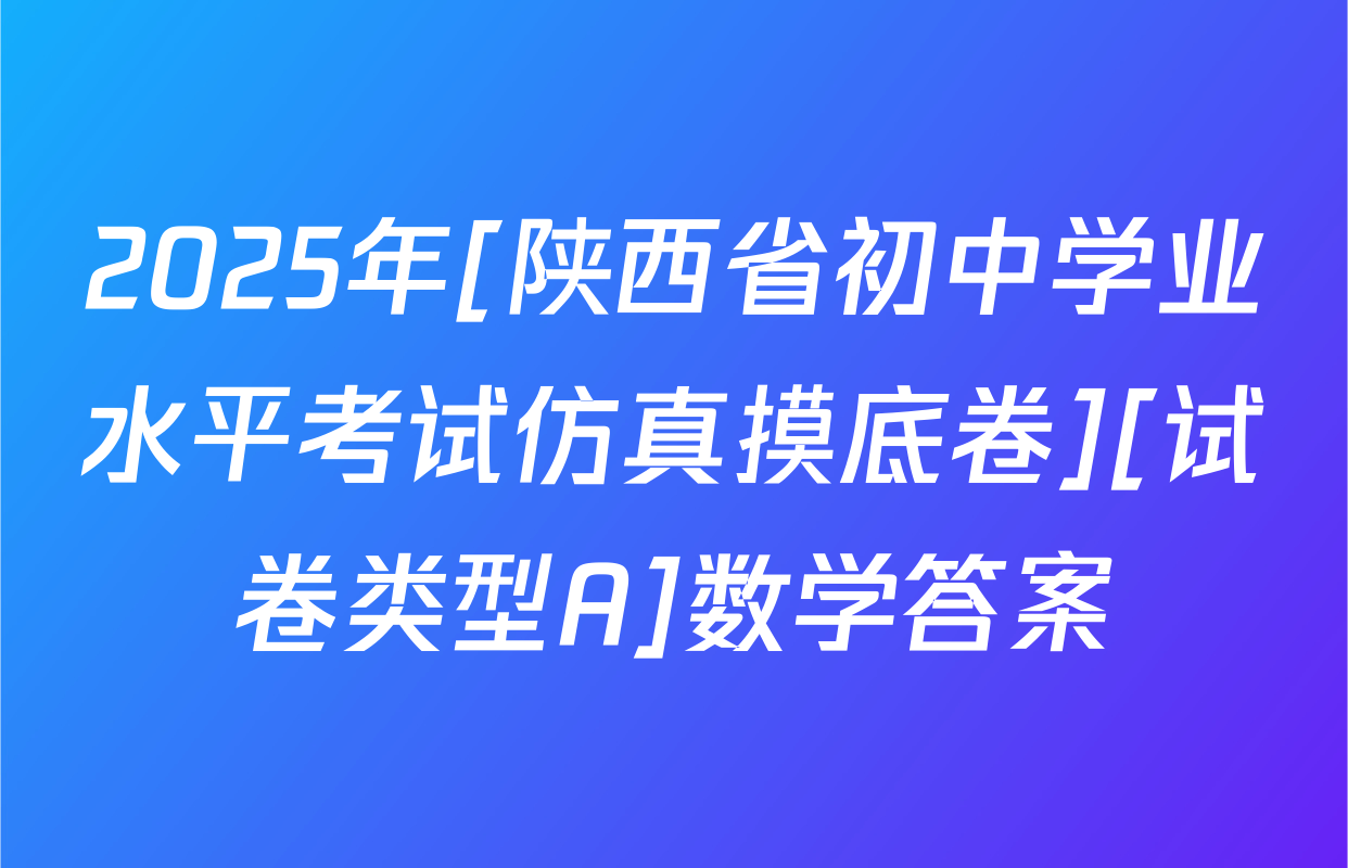 2025年[陕西省初中学业水平考试仿真摸底卷][试卷类型A]数学答案