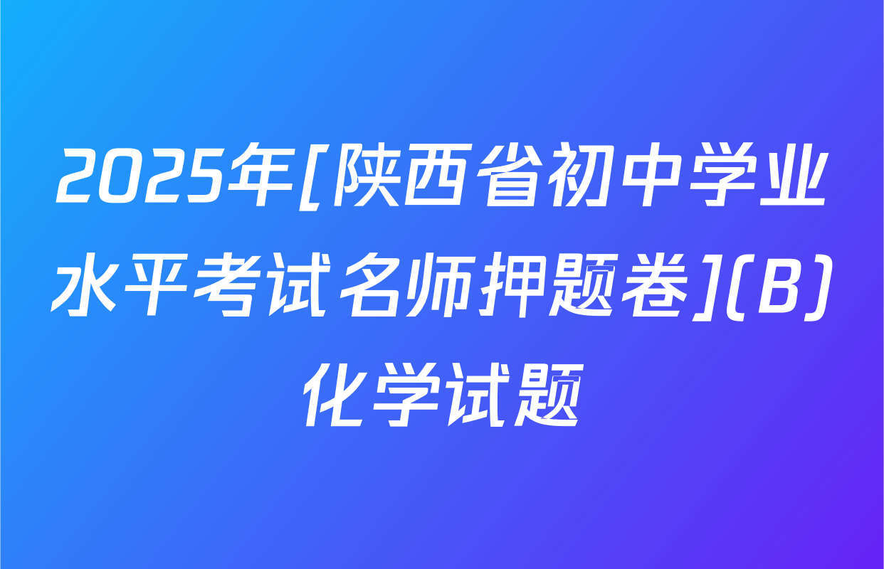2025年[陕西省初中学业水平考试名师押题卷](B)化学试题